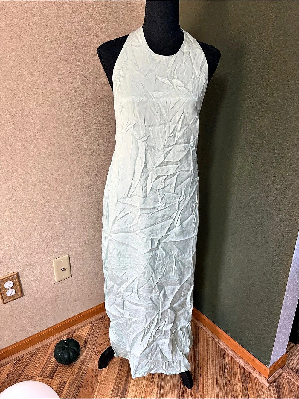 H & M Backless Maxi Dress in Pale Blue Green